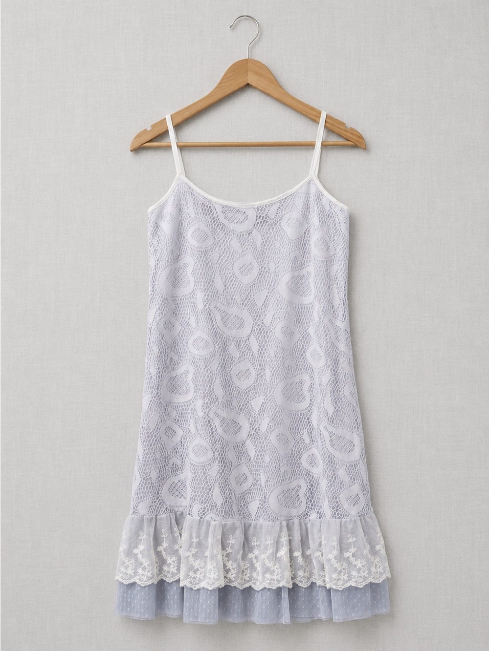 Vintage Lavender & White Lace Ruffle Slip Dress | Romantic Coquette Mini Dress